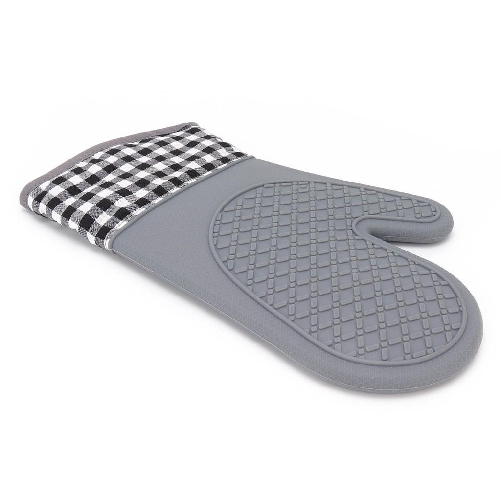 Silicone and Cotton Mitts Heat Resistant Glove Oven Glove for Home Kitchen Bakery Hotel