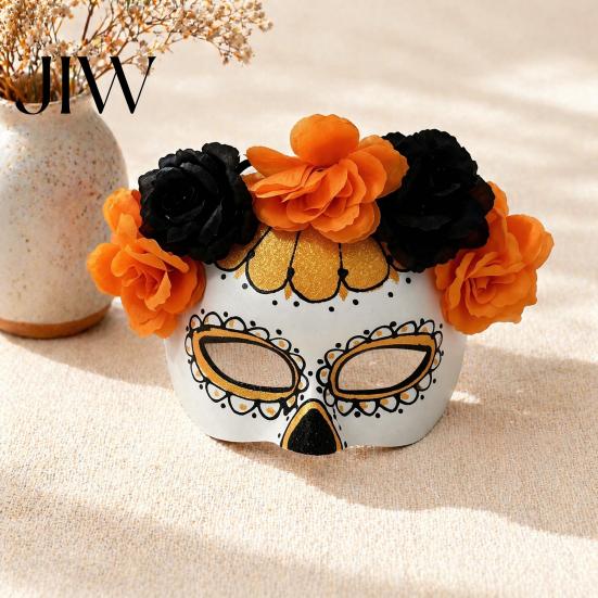 Lightweight Skull Masque Design Halloween Masquerade Masque, Flower Mexican Day of The Dead Unisex for Eye Cushion Costume, Fancy Dress, Cosplay Party