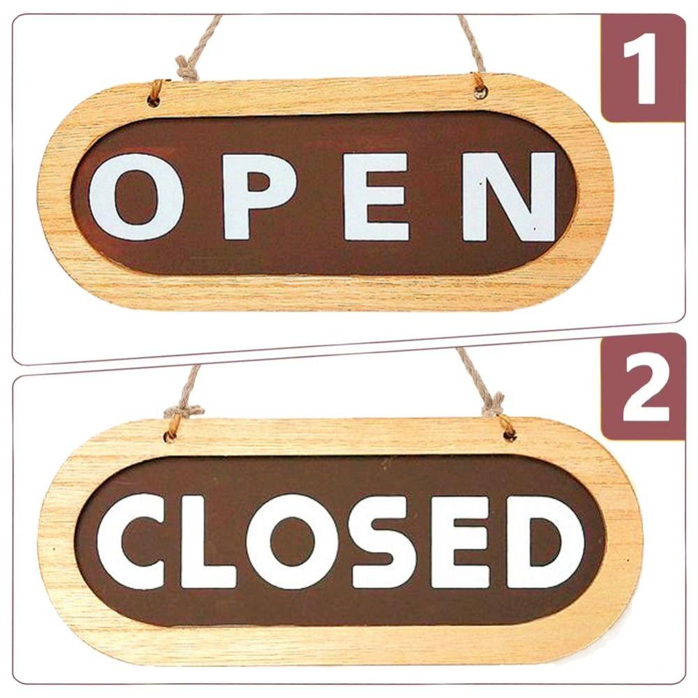 Rope Hanging Double Sided Door Sign Wooden Business Open Sign for Store Door Hanging Tag  Shop Use