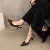 Fashion New Women's ShoesTrend Pointed Leopard Print Shoes Summer High Heels Temperament Short Heels Single Shoes Fashion Sexy Sandals