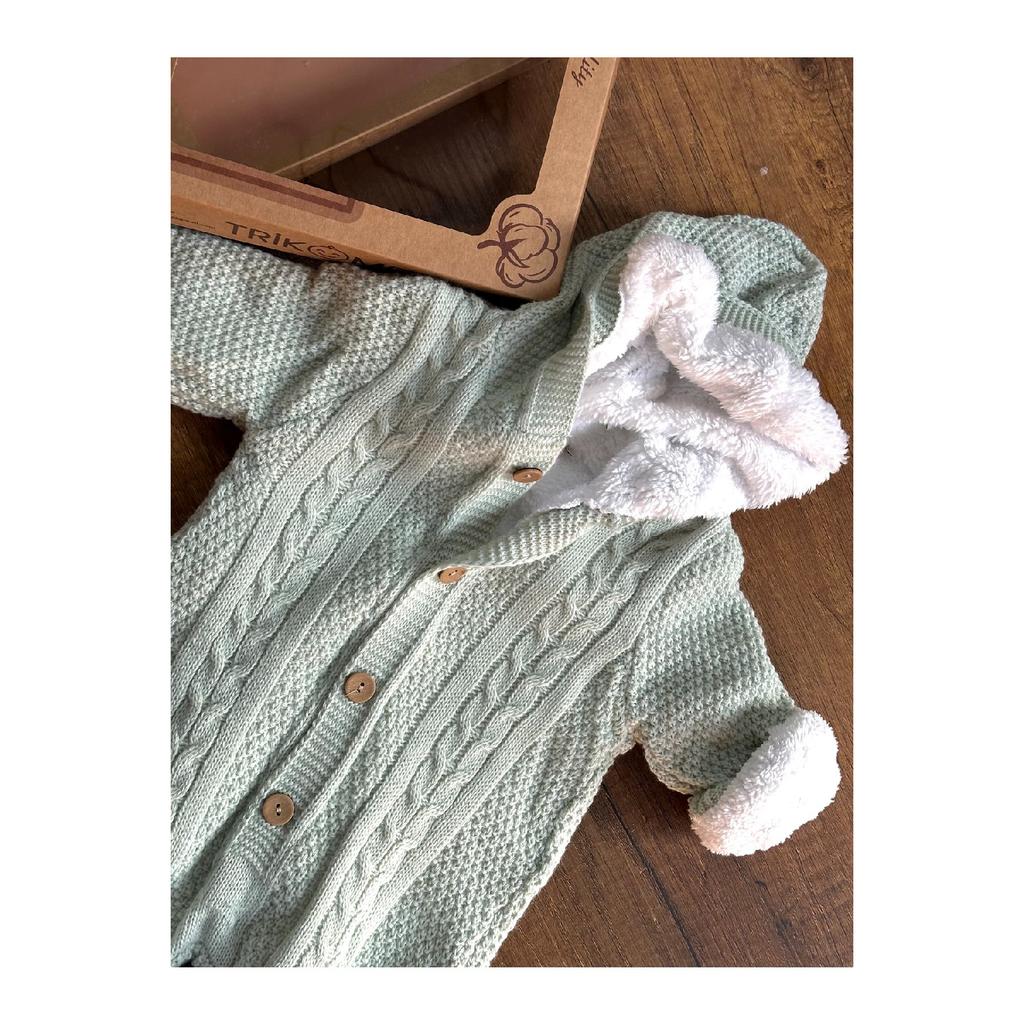 Трикотаж Комбинезон для новорожденных с овечьей шерстью внутри, очень мягкий узор для вязания волос