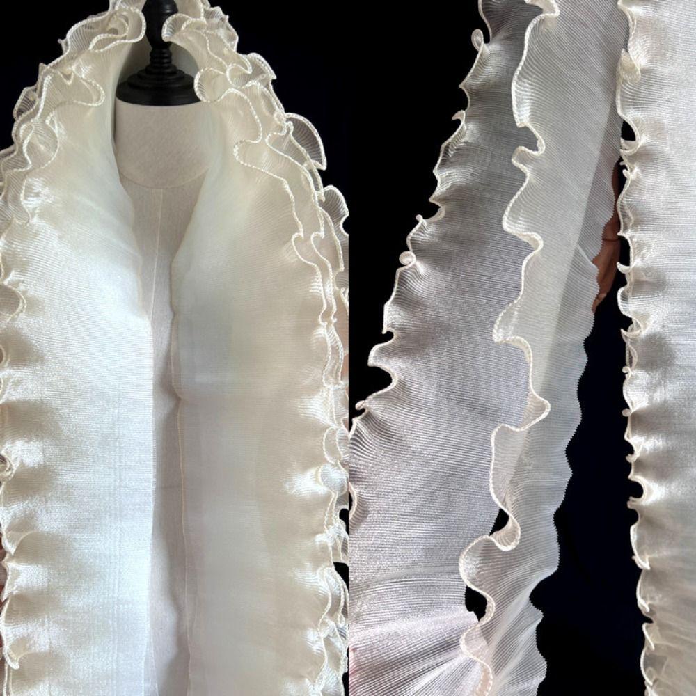 Fashion Flounce Wave Lace Fabric 12cm Wide Pleated Ruffle Lace Fabric New Pleat Mesh Organza