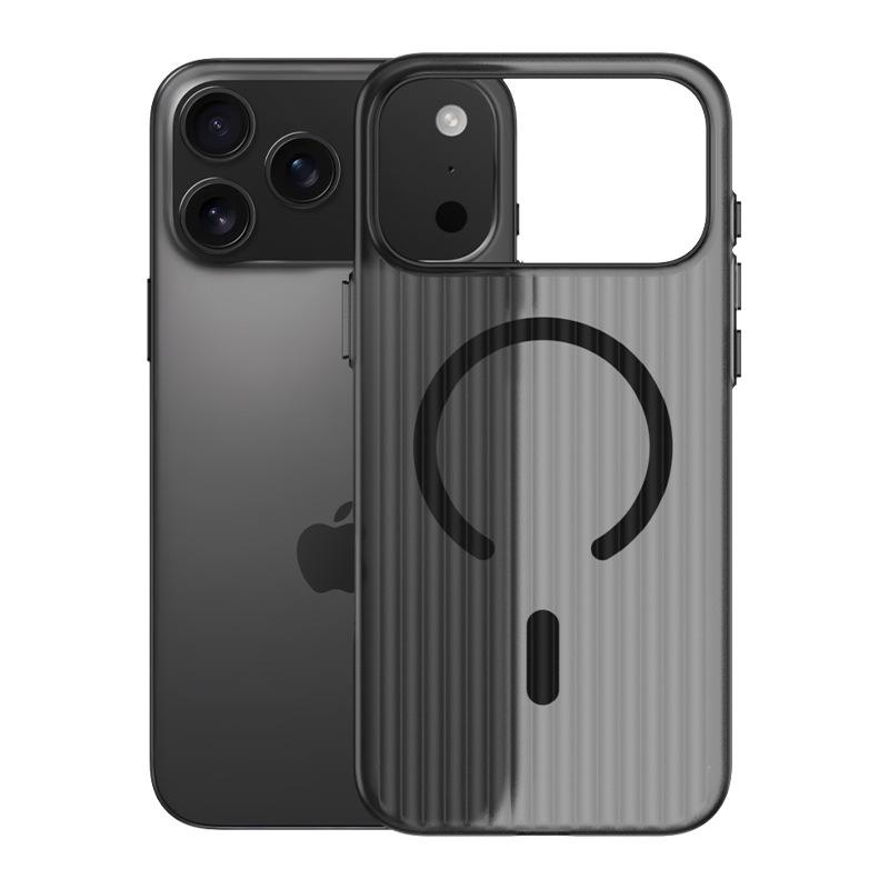 Применимо к чехлу для мобильного телефона iPhone17ProMax, гофрированная решетка, магнитное крепление, Apple 16Pro, Ледяной туман 15, защитный чехол