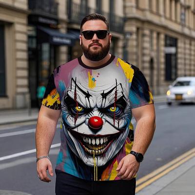 Летний топ с круглым вырезом и 3D-принтом клоуна, модная повседневная мужская футболка с коротким рукавом