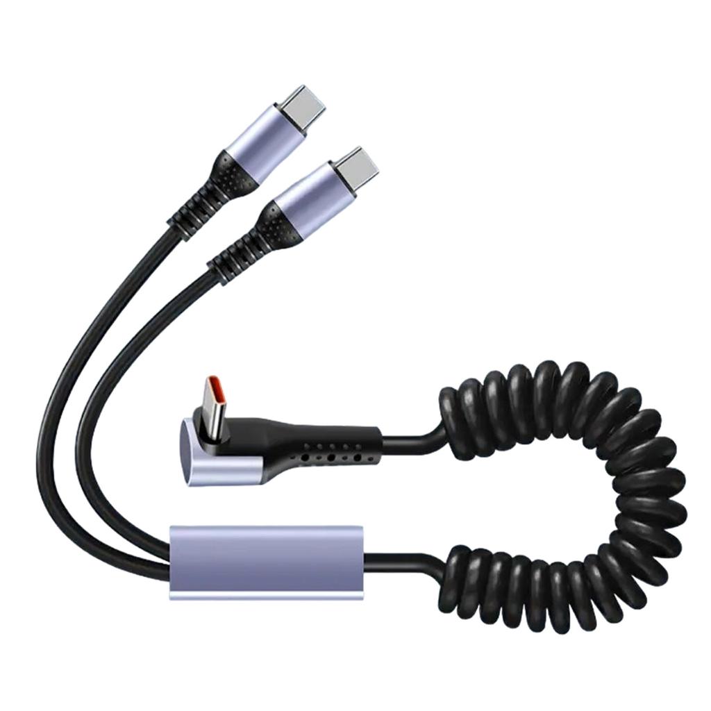 Кабель USB C, двойной кабель для автомобильного зарядного устройства типа C, спиральный шнур для зарядки USB A — Type C, быстрый шнур для телефонов и планшетов 6A USB Type C