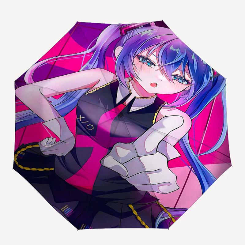 1pc Outdoor Umbrella with Anime Character Design - Automatic Opening/Closing, Portable 3-Fold Design, 8-Rib Iron Frame - Perfect Gift for Fans, T