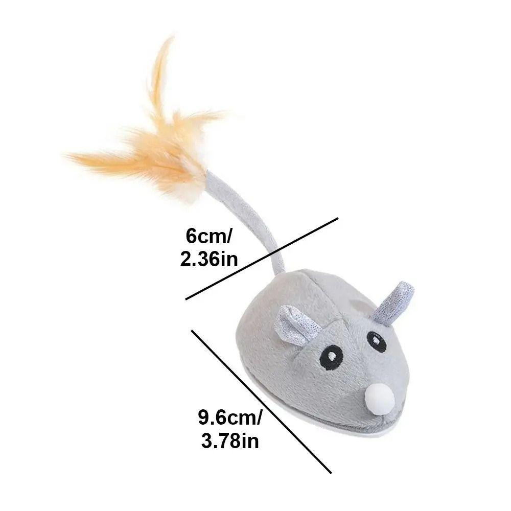 Interactive Mouse Moving Cat Toy Squeaky Automatic Sensing Electronic Mice Pet Toy with Feather Tail Realistic