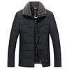 2025 Men's Cotton-Padded Jacket: Thickened, Warm, Velvet-Lined, with Fur Collar for Middle-Aged and Elderly