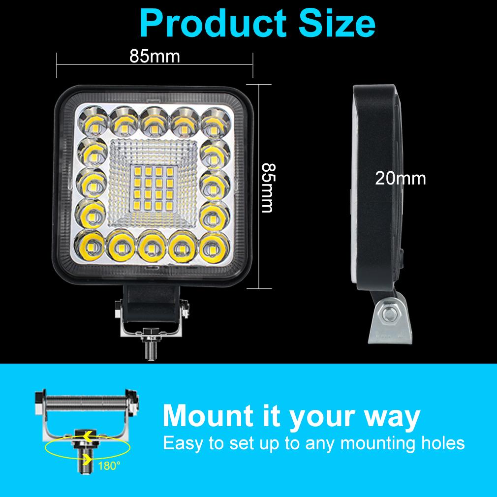 3-дюймовый 32-светодиодный 96 Вт 21-светодиодный рабочий свет 4X4 Автомобильный светодиодный прожектор Квадратный круглый Авто Грузовик Лодка Внедорожник ATV Трактор Внедорожный мини-светодиодный бар Аксессуары 12 В 24 В