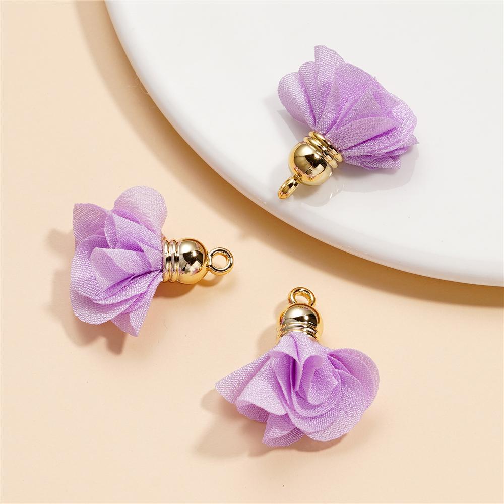 10Pcs/Lot Fabric Flower Tassel Pendants for Jewelry Making for DIY Bracelet Earrings Keychain Tassel Jewelry Making Accessories