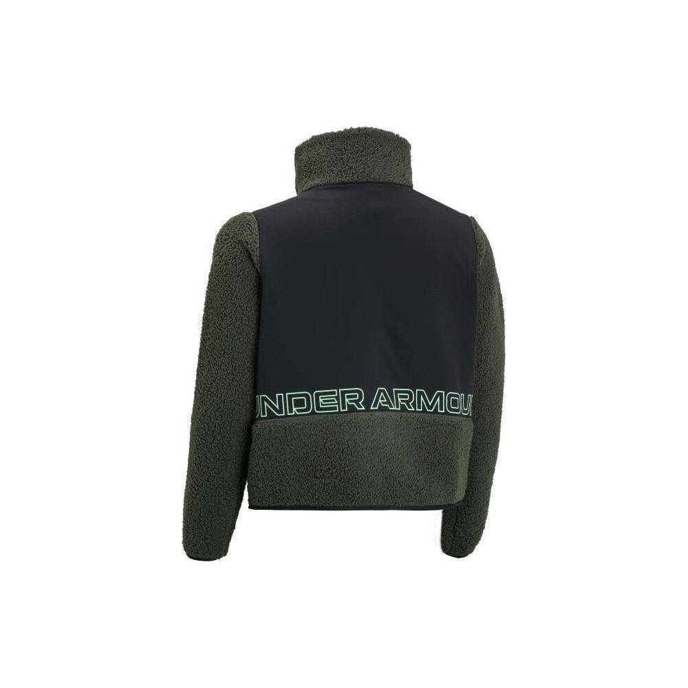 Under Armour Fleece Panel Letter Logo Print Jacket Women Jackets Green 1357479-310
