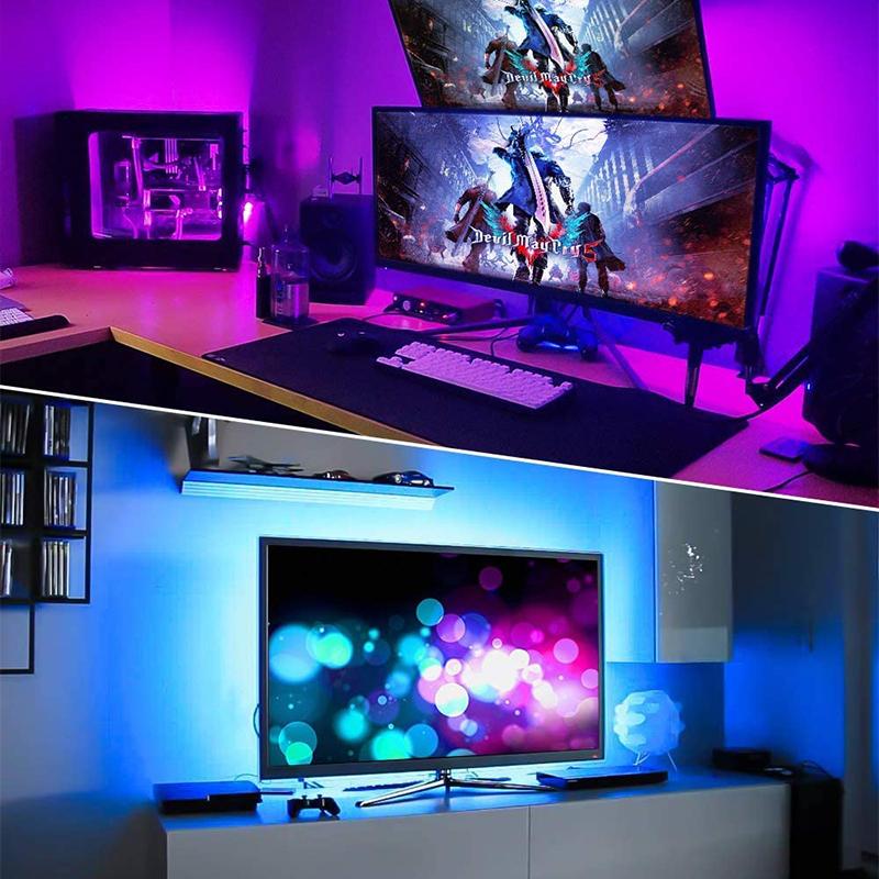 USB светодиодные ленты Bluetooth-совместимые 5050 RGB ИК-управление Led Mural Chambre Гибкая лента с диодной лампой для домашнего ТВ Фоновые светильники