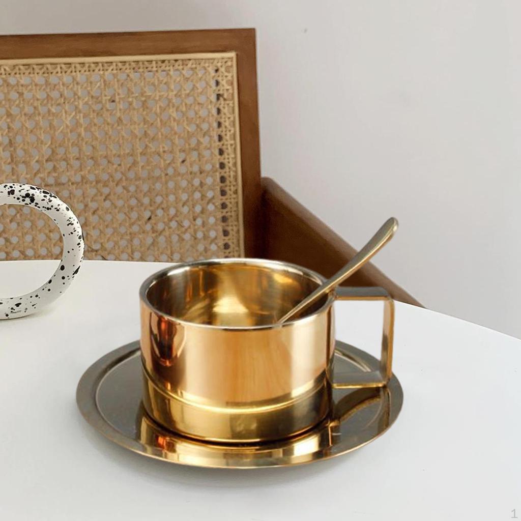 Небьющийся капучино с двойными стенками, блюдцем и ложкой для кофе