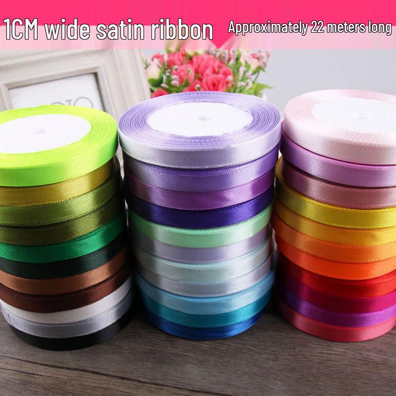 1cm Gold Satin Braided Ribbon, 10mm Silk Cloth Strip for Christmas Packaging and Gift Wrapping