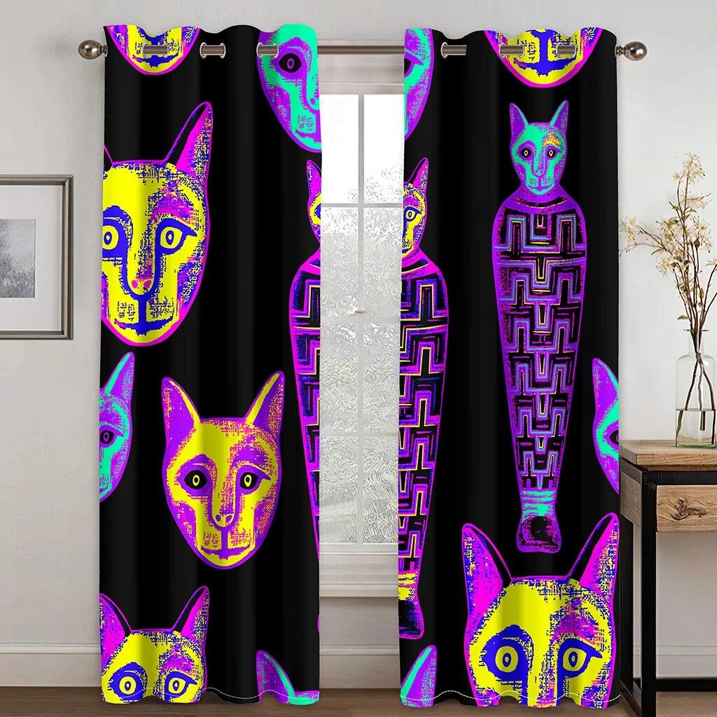 2 шт. богемные шторы, египетские африканские национальные характеристики, шторы с принтом для спальни, гостиной, оконный стержень, карман