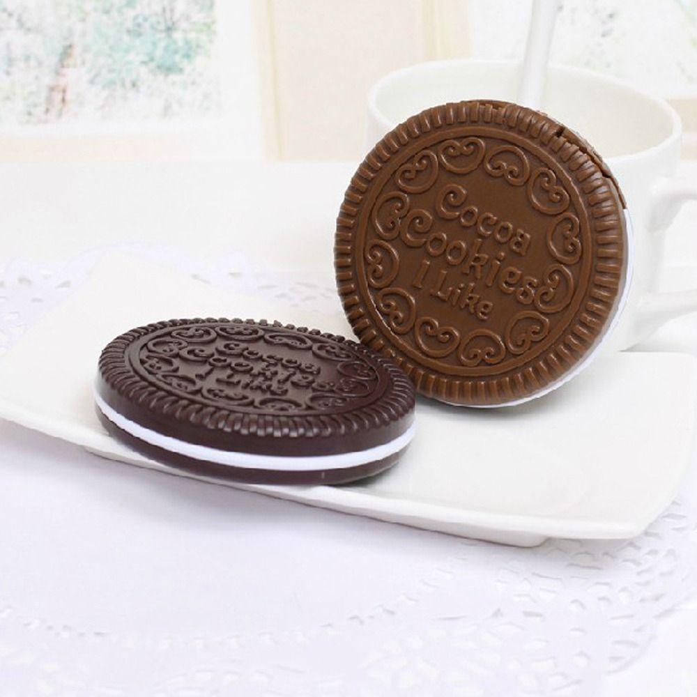Folding Comb Makeup Mirror with Comb Set Mini Chocolate Cookie Shaped Girl Gift