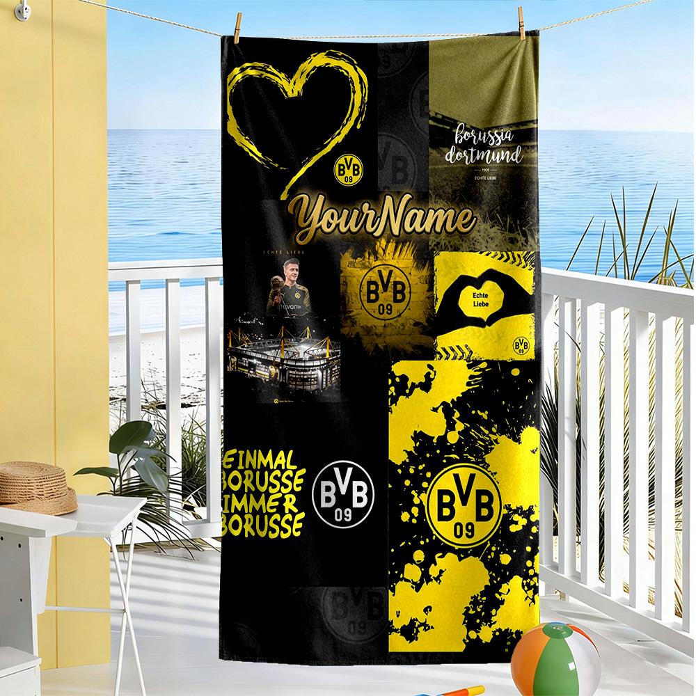 Borussia Dortmund Personalized Name Beach Towel High Absorbency & Quick-Dry Portable for SwimmingBeachCamping Travel Beach AccessoriesGym