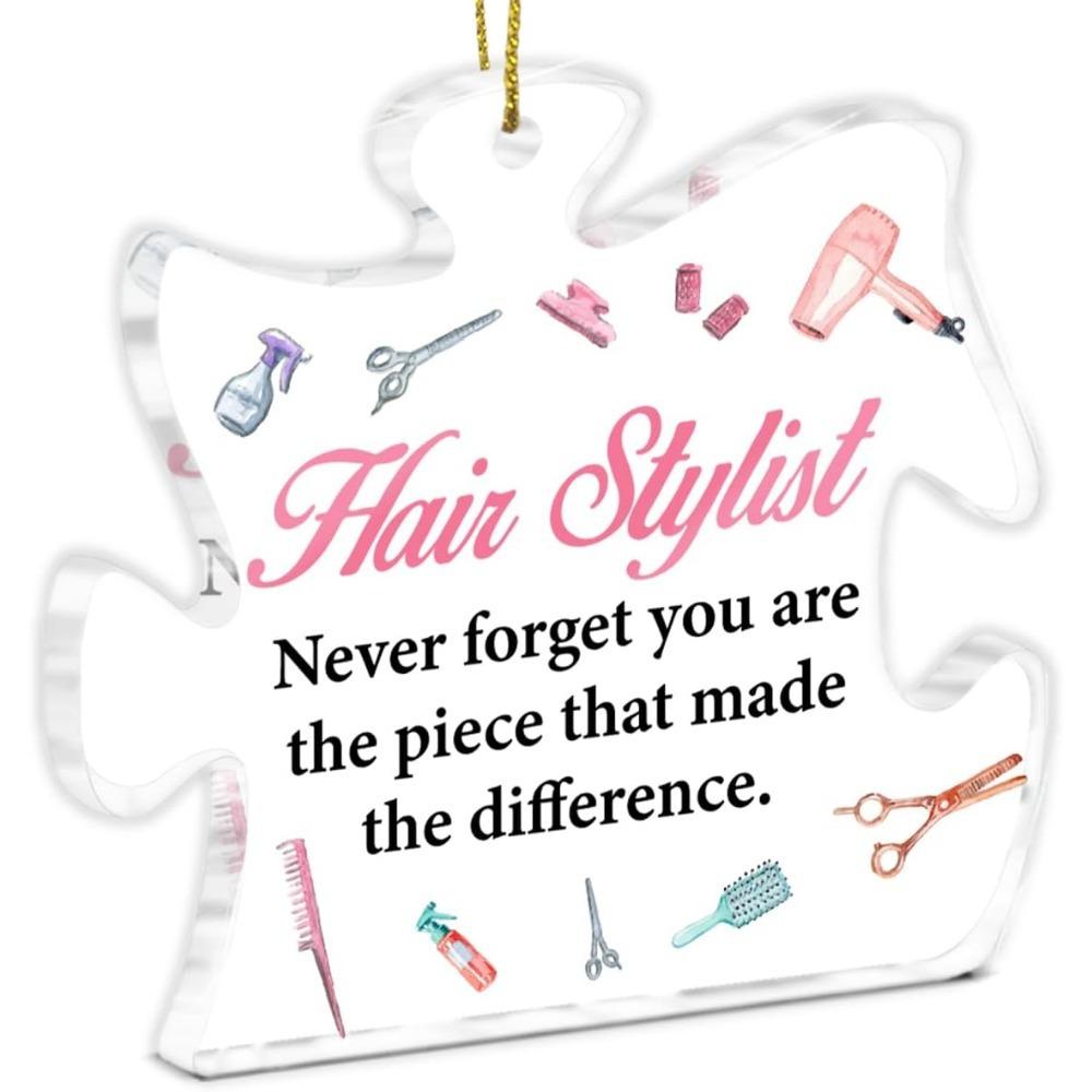 Acrylic Puzzle Block Gift for Hairdressers, Perfect for Salon Christmas Decor and Thank-you Presents.