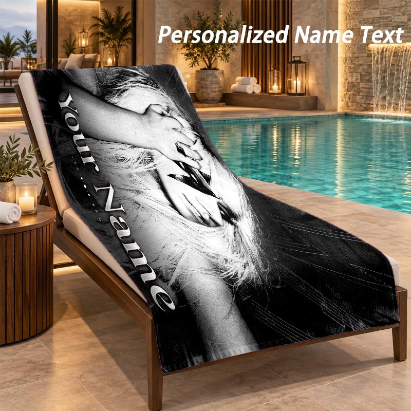 Lady Gaga Custom Name Beach Towel Large Soft Towel for Indoor Bathroom Outdoor Beach