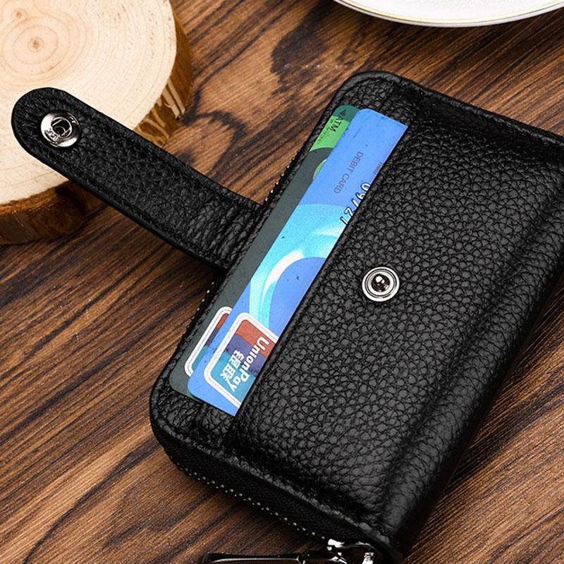 Мини-держатель для карт из натуральной кожи с застежкой-молнией, первый слой из коровьей кожи, для организации нескольких карт