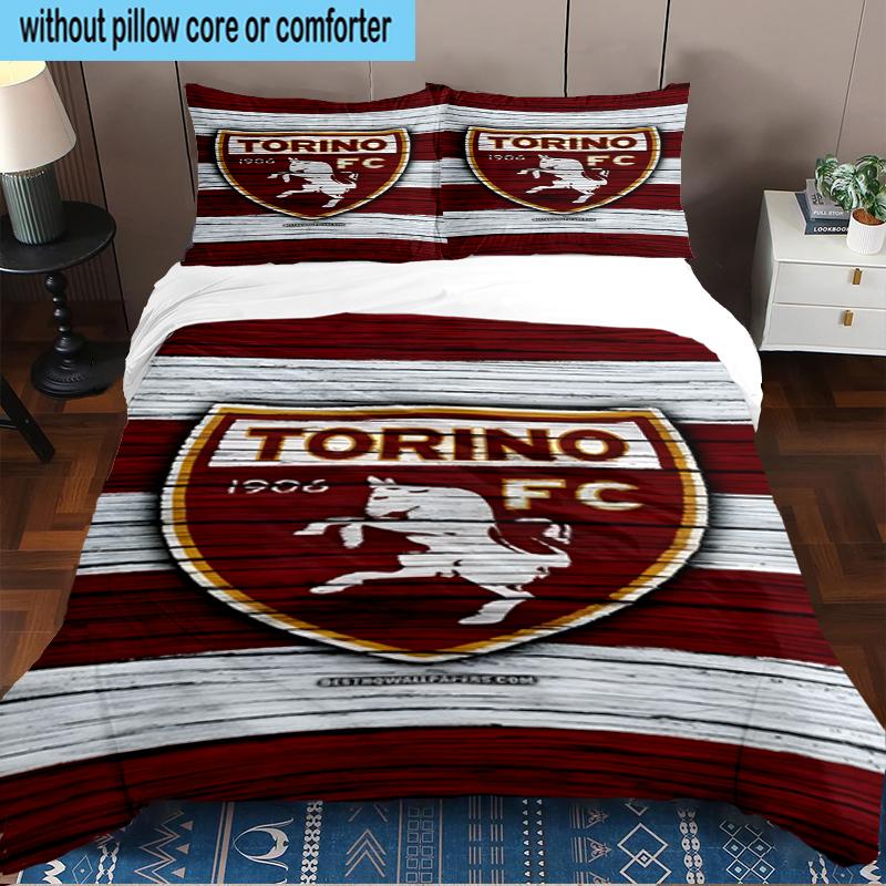 Torino Fc Crest Design 3PCS Bedding Set 2D Printing (Includes 1 Duvet Cover + 2 Pillowcases Coreless), Bedroom decor,Fan gift