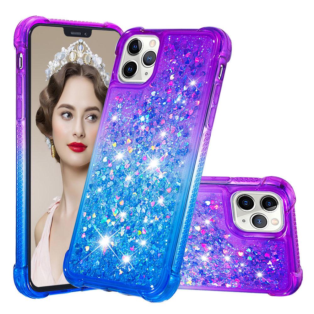 Радужный прозрачный градиент цвета, блестящий жидкий зыбучий песок, любовь, блестки, бампер, чехол для телефона для iPhone, Samsung, Xiaomi, Huawei, мягкая силиконовая задняя крышка