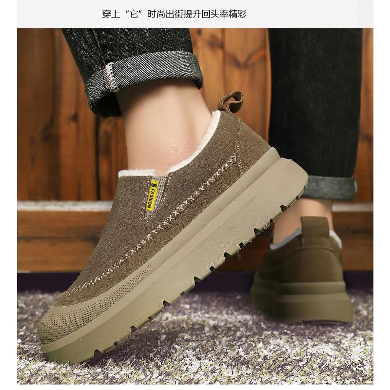 Хлопковая обувь с флисом, Мужская обувь, Теплые ботинки на толстой подошве, Однофутовые зимние ботинки, Универсальные хлопковые ботинки