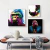 Abstract Colorful Gorilla Painting On Canvas Monkey Orangutan Posters and Prints for Boys Living Room Home Decor Animal Wall Art