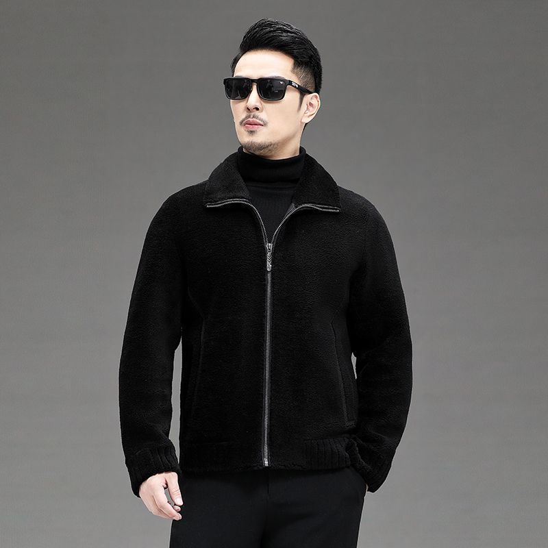 Зимнее пальто из чистой шерсти с двусторонними лацканами, куртка из овчины, меховая куртка, все в одном, для мужчин