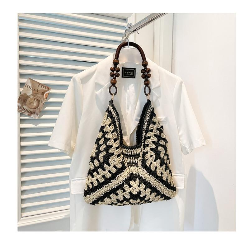 Плетеная сумка большой вместимости Летний приморский отпуск Милая сумка-тоут на одно плечо для поездок на работу