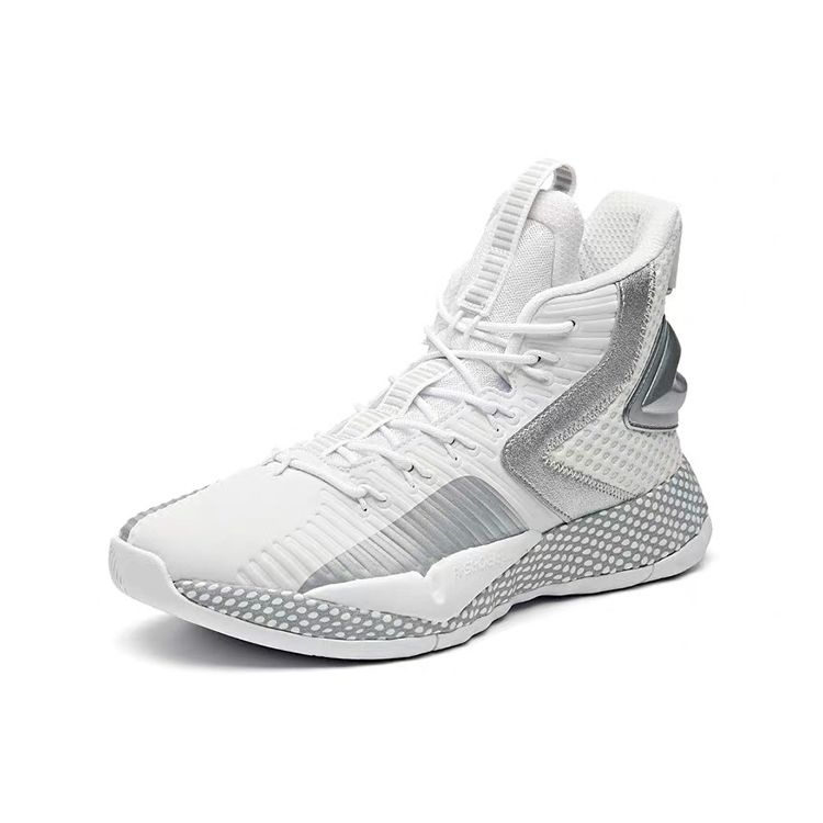 Anta Speed Battle 3 Comfortable Shock Absorption Warm High-Top Basketball Shoes Men Sneakers White Gray 11941606-10
