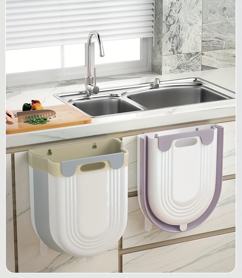 Wall-Mounted Foldable Trash Can - Hanging Plastic Expandable Storage Bin for Kitchen Use Portable for Kitchen & Bathroom