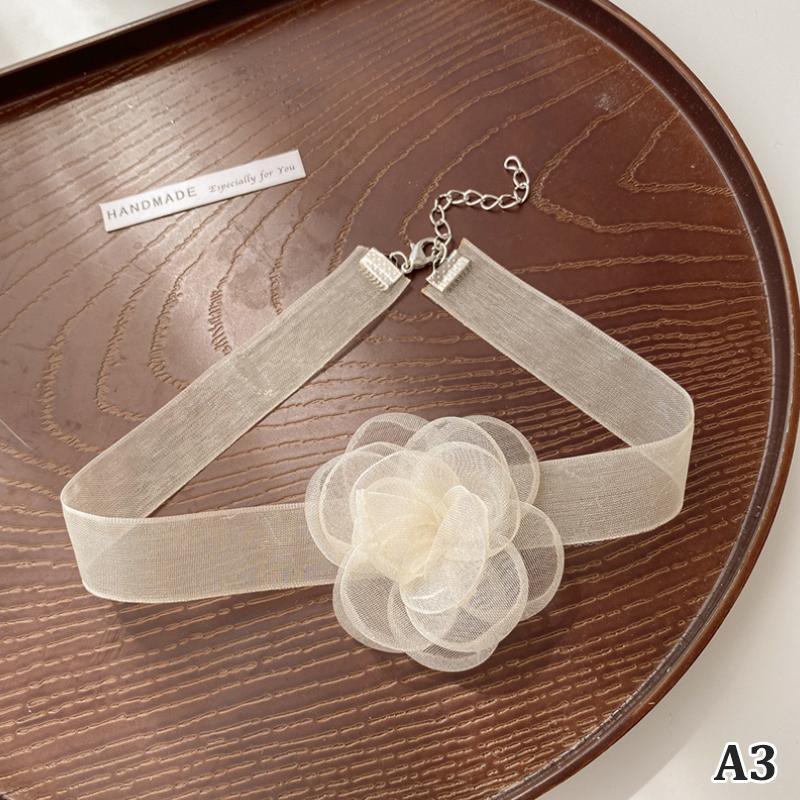 Organza Necklace Women Lace Neckline Flower Rose Necklace Party Sexy Jewelry