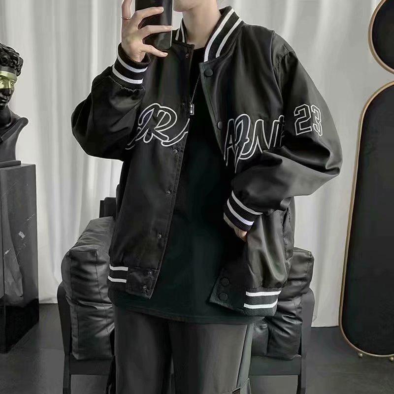 Мужская куртка Retro American Baseball осень 2023: Модный, контрастная вышивка, свободный крой.