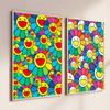 Abstract Colorful Smile Sunflowers Cartoon Posters Prints Canvas Painting Kawaii Pop Art For Kid Bedroom Home Decor Cuadros