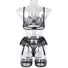 Sexy Lace Mesh Suspender Lingerie Set for Women Three Point Underwear Bodysuit