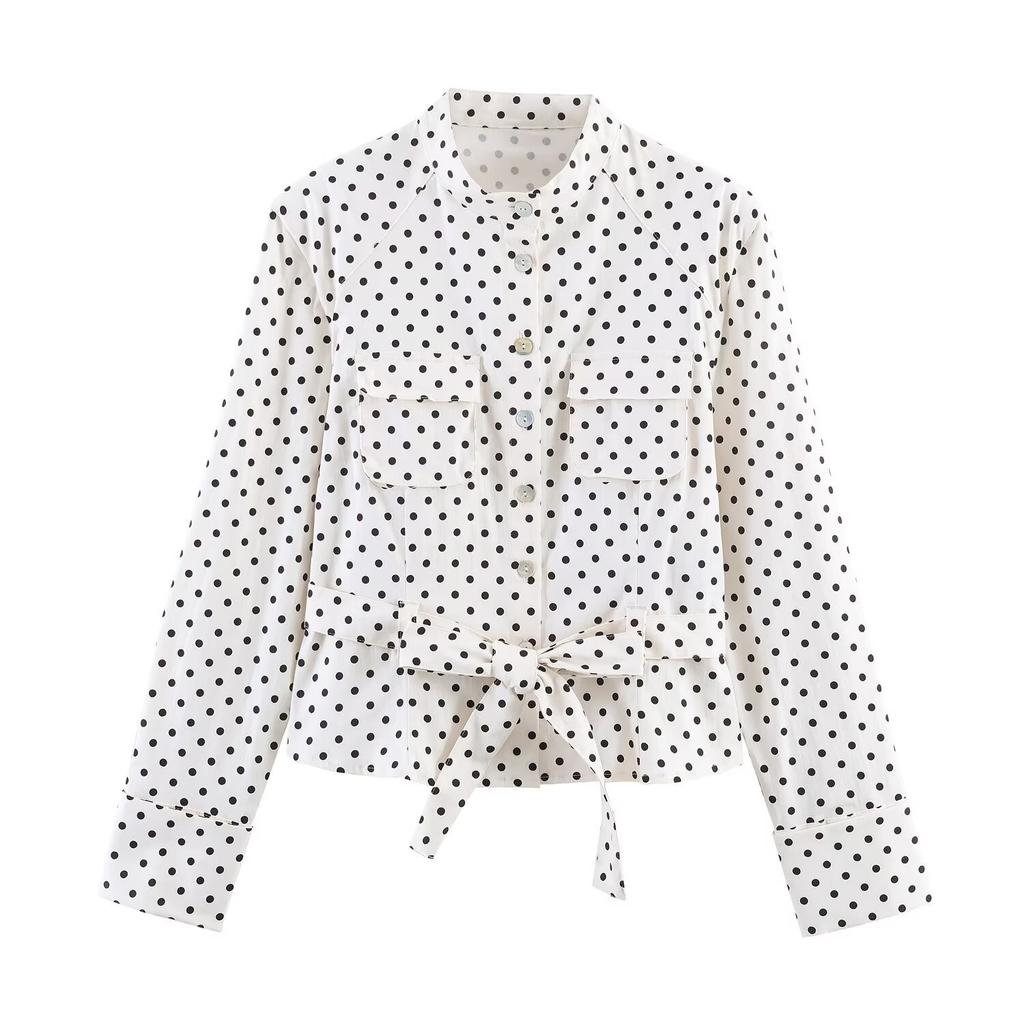 European and American style, new women's clothing, foreign style fashion polka dot shirt jacket polka dot capri pants