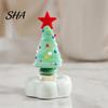 Elegant Holiday Ornament Collectibles Handmade Glass Christmas Tree with Star Top And Colorful Bead Details, Table Centerpieces Desktop Rotating