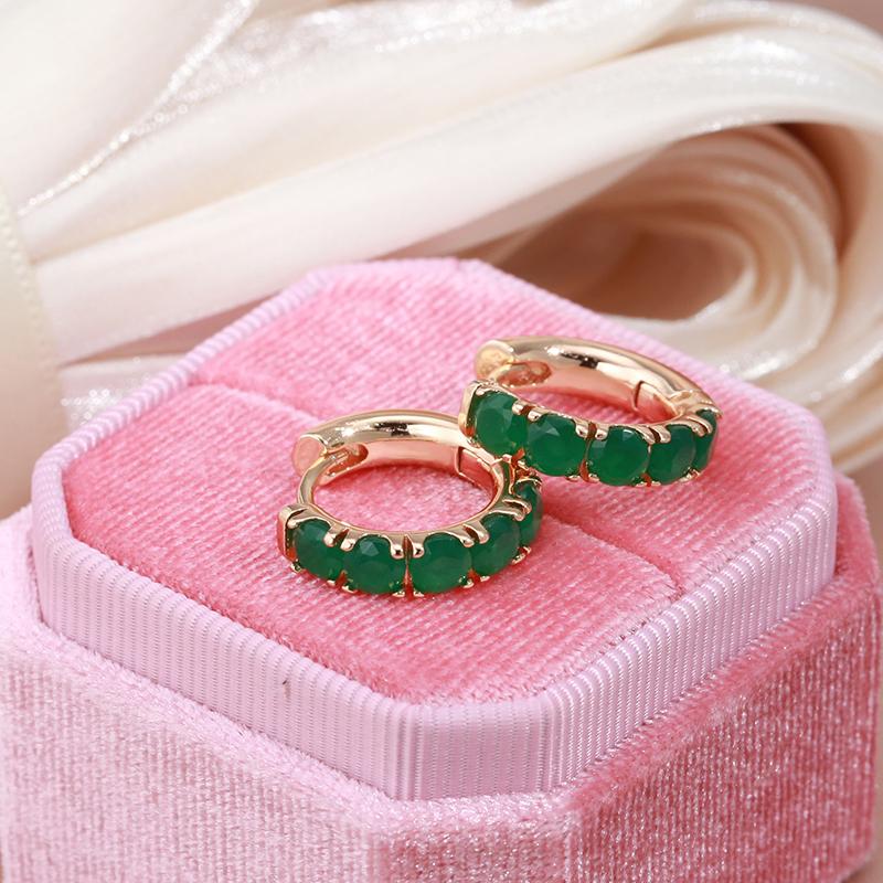 Женские серьги-кольца Kinel с опалом и зеленым цирконом, роскошные повседневные украшения цвета розового золота