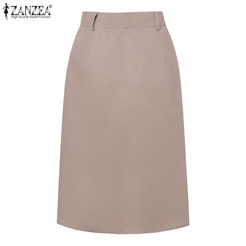 ZANZEA Женские однотонные свободные повседневные юбки на пуговицах