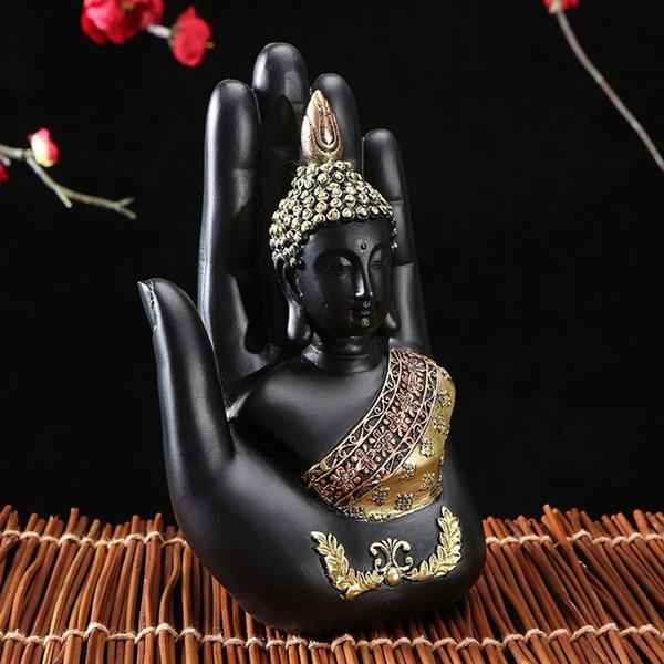Дзен Ретро Статуя Будды Творческий Пальмовый Будда Ремесла Домашнее украшение Офисное украшение Садовое украшение Скульптура Будды