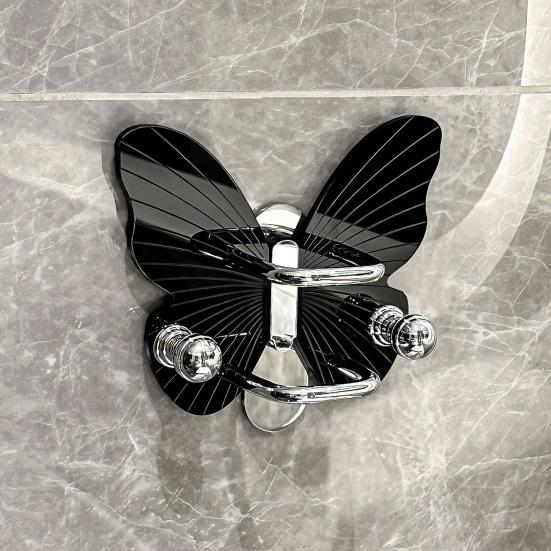 Настенный держатель для расчесок с крючком, прочный, выдерживающий нагрузку, самоклеящийся, простая установка, в форме бабочки, стеллаж для хранения в ванной комнате