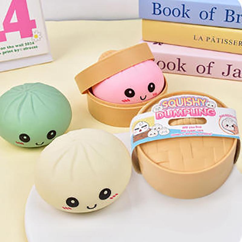 Soft Squeezable Steamed Bun Toy with Smiling Face, Slow Rising Anti-Anxiety EDC Fidget Toy