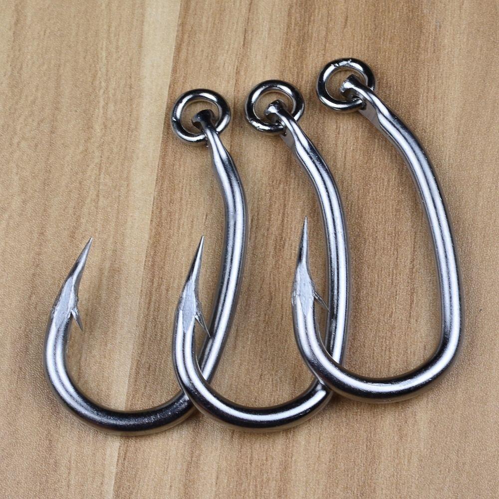 5Pcs Stainless Steel Circle Fishing Hooks Barbed Big Game Hook Tuna Fishhooks  Boat Sea Fishing