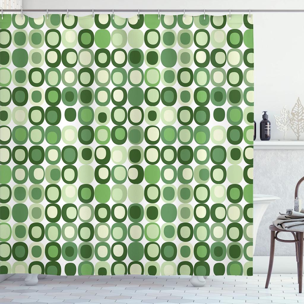 Mosaic Shower Curtain,Modern Mosaic Geometric Seamless Tiles Design Patchwork Artwork Polyester Fabric Waterproof Shower Curtain