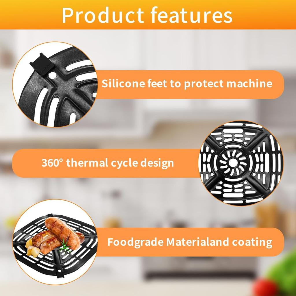 Запасные части для аэрофритюрницы Ninja Crispi Air Fryer FN101GY, Аксессуары для аэрофритюрницы: Решетка-гриль, Поддон для запекания, Поддон-корзина с резиновыми ножками