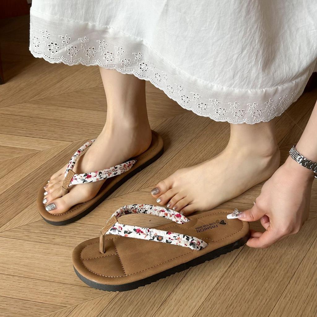 Flat bottom soft bottom one-word drag new Chinese style out cool slippers foreign style flip-flops women's wear 2025 summer and autumn new