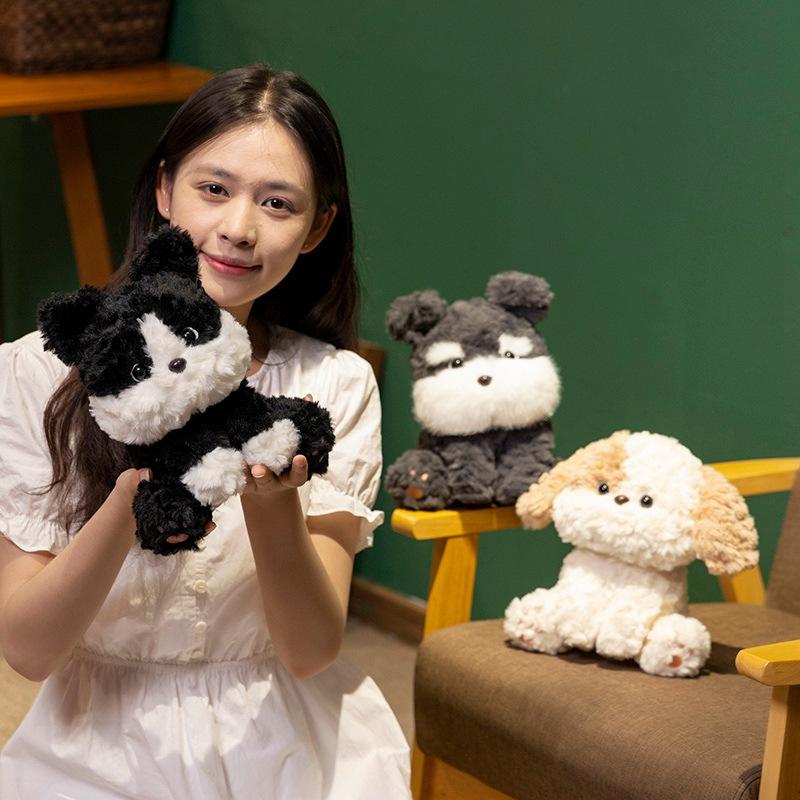 Cute Wrinkled Velvet Sitting Puppy Plush Toy Children's Sleeping Doll Grab Machine New Style