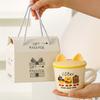 Cute Gift Ceramic Cup Souvenir Cup Women Mug Cartoon Water Cup Household Coffee Cup with Lid Spoon Children