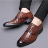 Fashion Men Crocodile Grain Leather Shoes Dress Business Office Shoe Mens Wedding Party Derby Shoes Men's Square Toe Flats Sizes 38-48